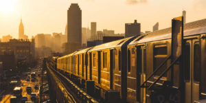 Train-and-New-York-Skyline-Sepia