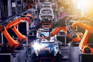 The factory floor of automobile production is producing cars. New york car accident concept.